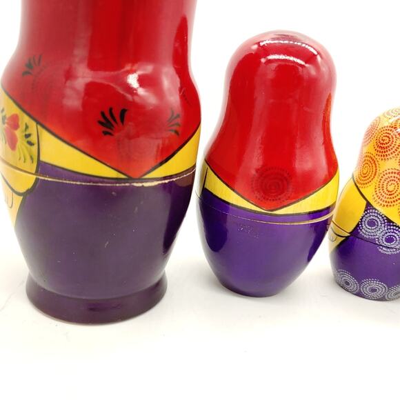 Vintage Russian Nesting Dolls Set of 7 Piece Wooden Babushka Matryoshka - Picture 12 of 16